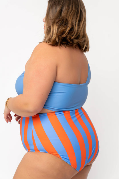 Coral Reef Swim - Blue One Shoulder Swim Top: XX-Large