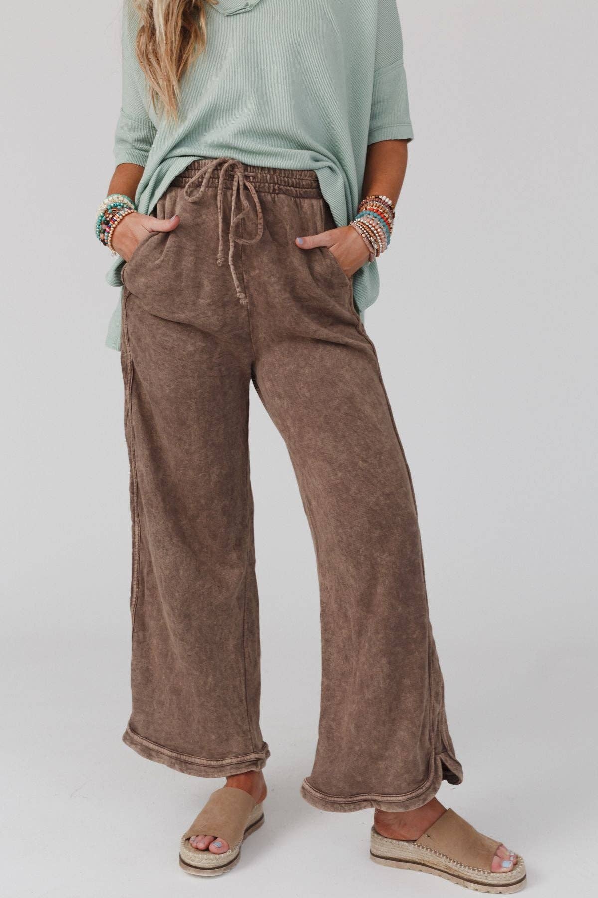 Three Bird Nest - So Comfy Wide Leg Full Pant - New Mocha: L