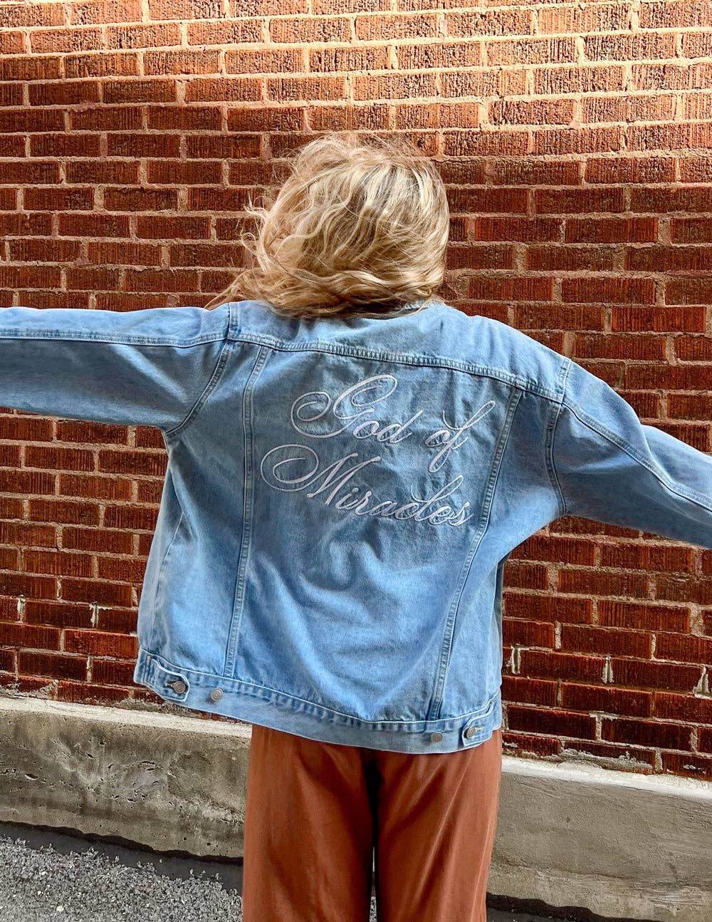 Elevated Faith - God of Miracles Denim Jacket: 2XL
