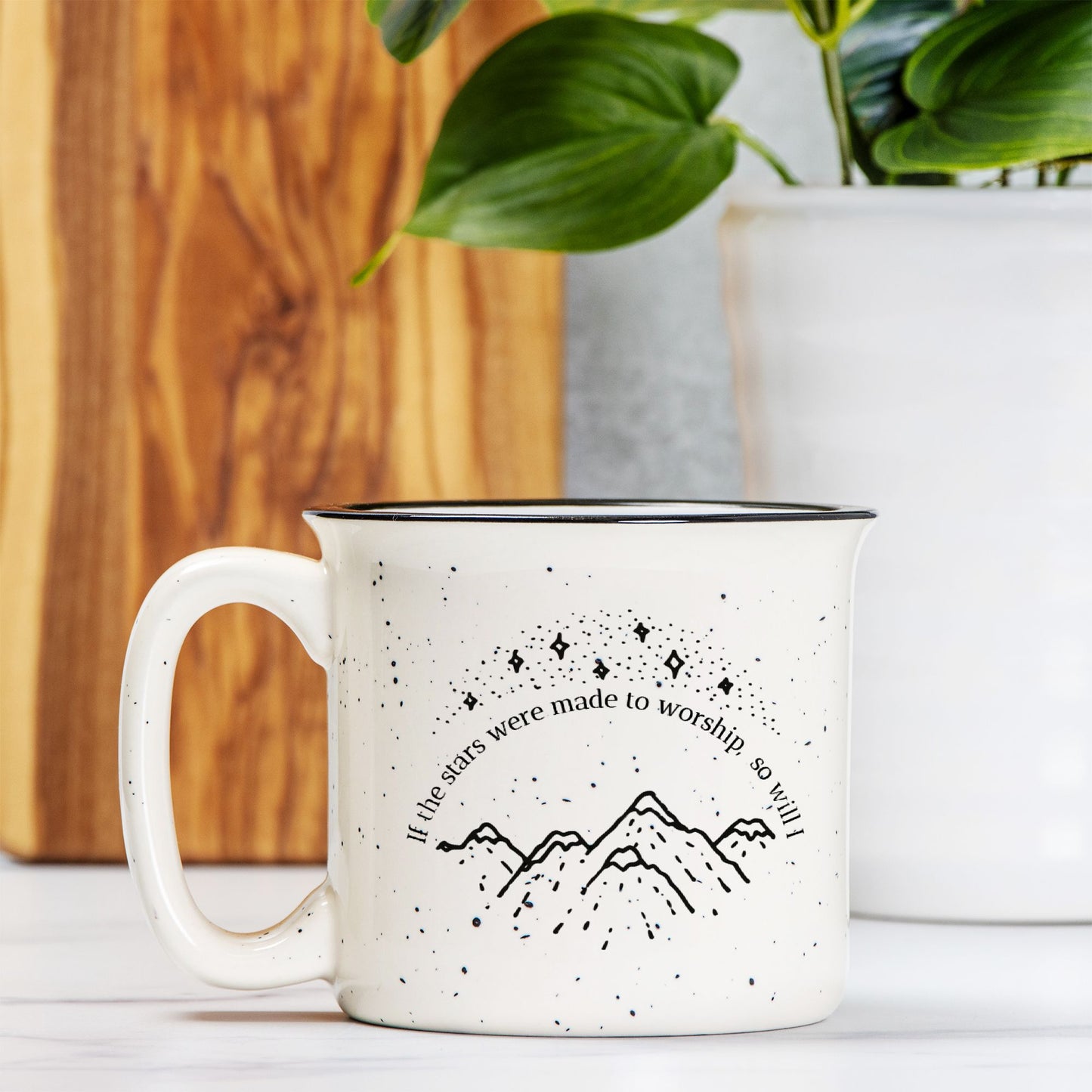 Worship Ceramic Camp Mug Speckled Cream 13oz
