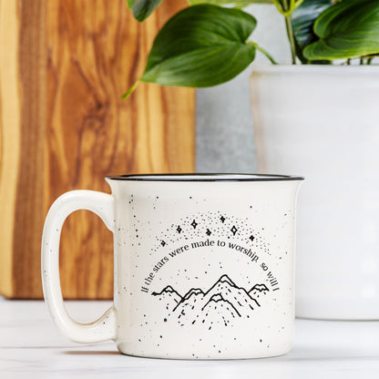 Worship Ceramic Camp Mug Speckled Cream 13oz