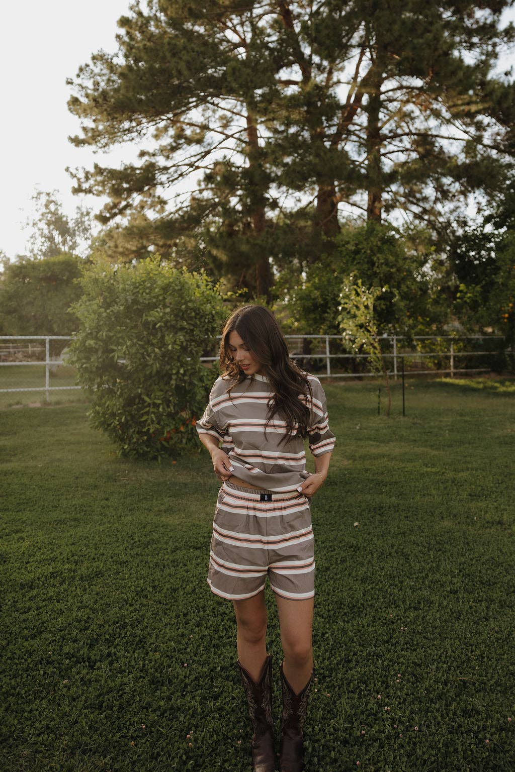 Forever French Baby - Women's Short Set | Sedona Stripe: 2X-Large