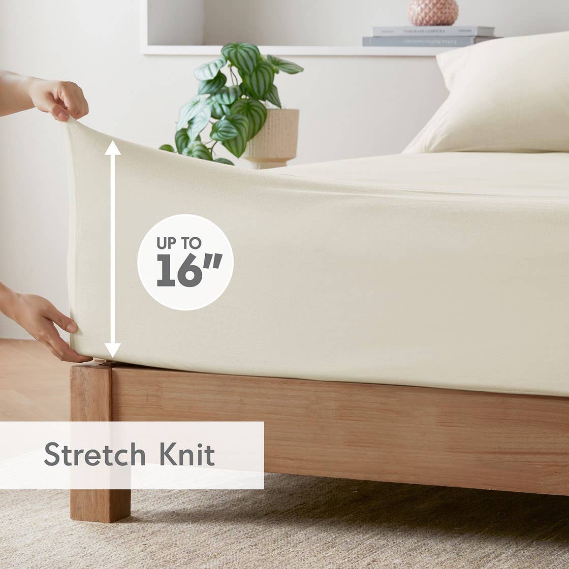 Olliix - All Season Jersey Knit Cotton Blend Sheet Set: Grey / King