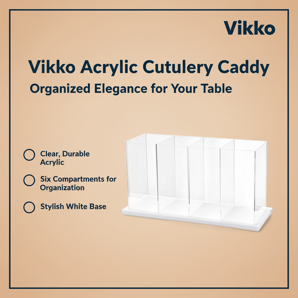 Kadra Kitchenware - Vikko Acrylic Cutlery Caddy with White Bottom