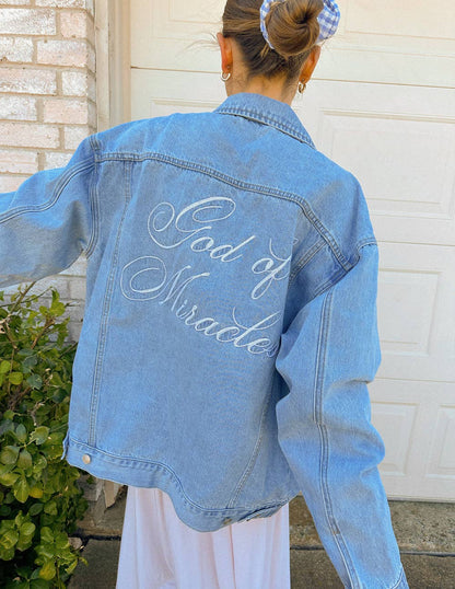 Elevated Faith - God of Miracles Denim Jacket: 2XL