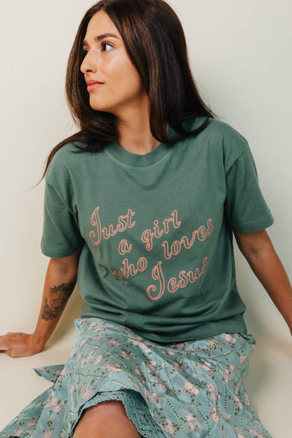 Crowned Free - Just A Girl Who Loves Jesus Tee   : 2XL