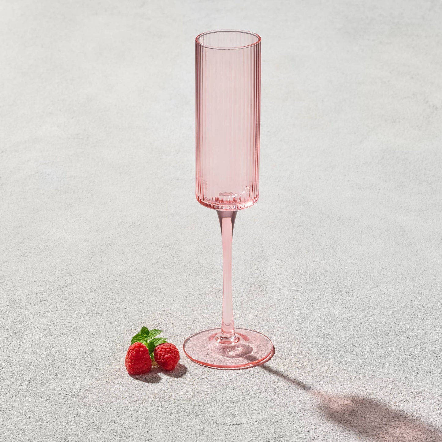 Kadra Kitchenware - Vikko - Malibu, Ribbed Glass, Blush, MULTIPLE SHAPES: 10 OZ Coupe Champagne