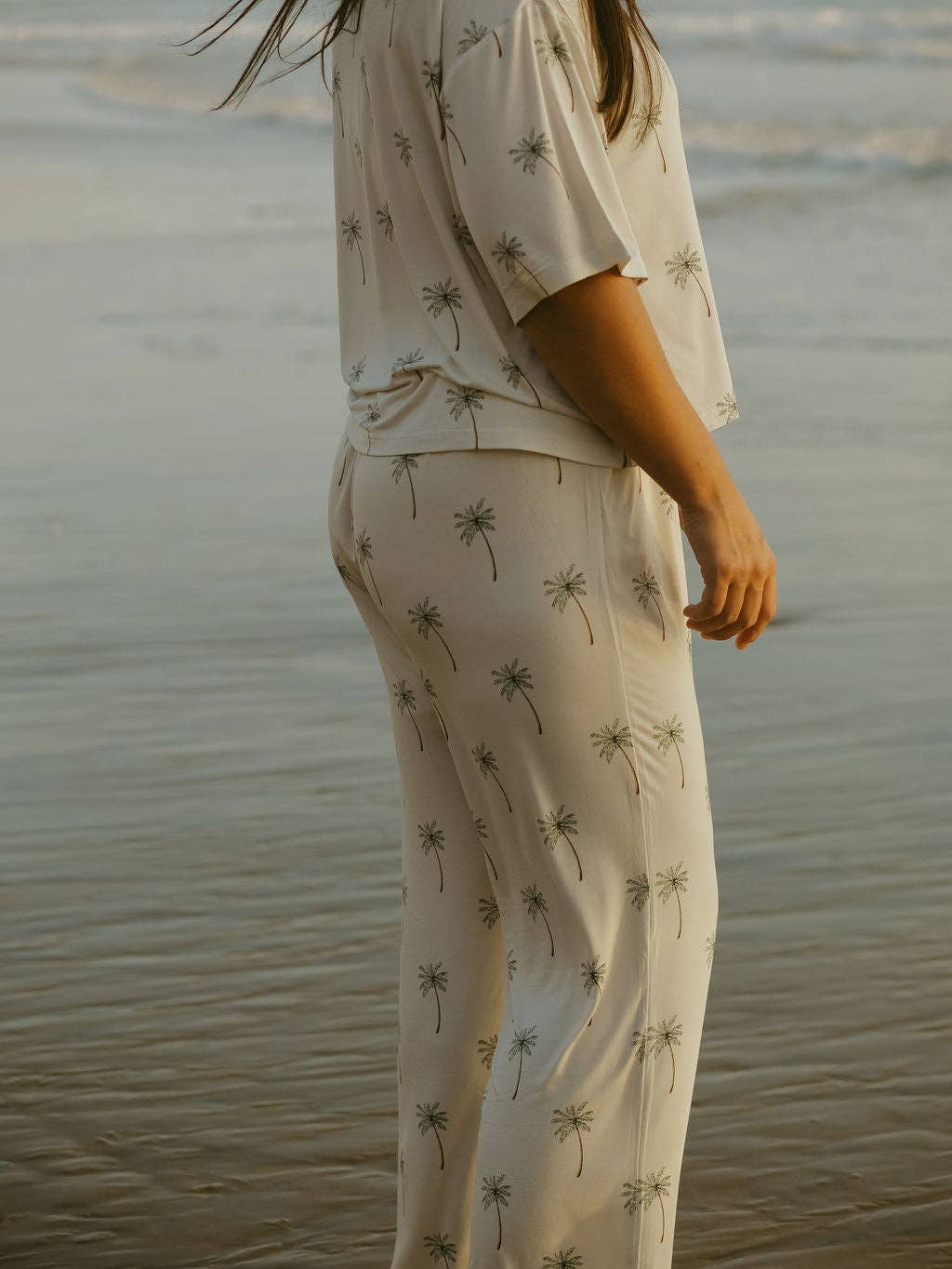 Forever French Baby - Women's Boxy Tee Lounge Set | Palm Tree: 2X-Large