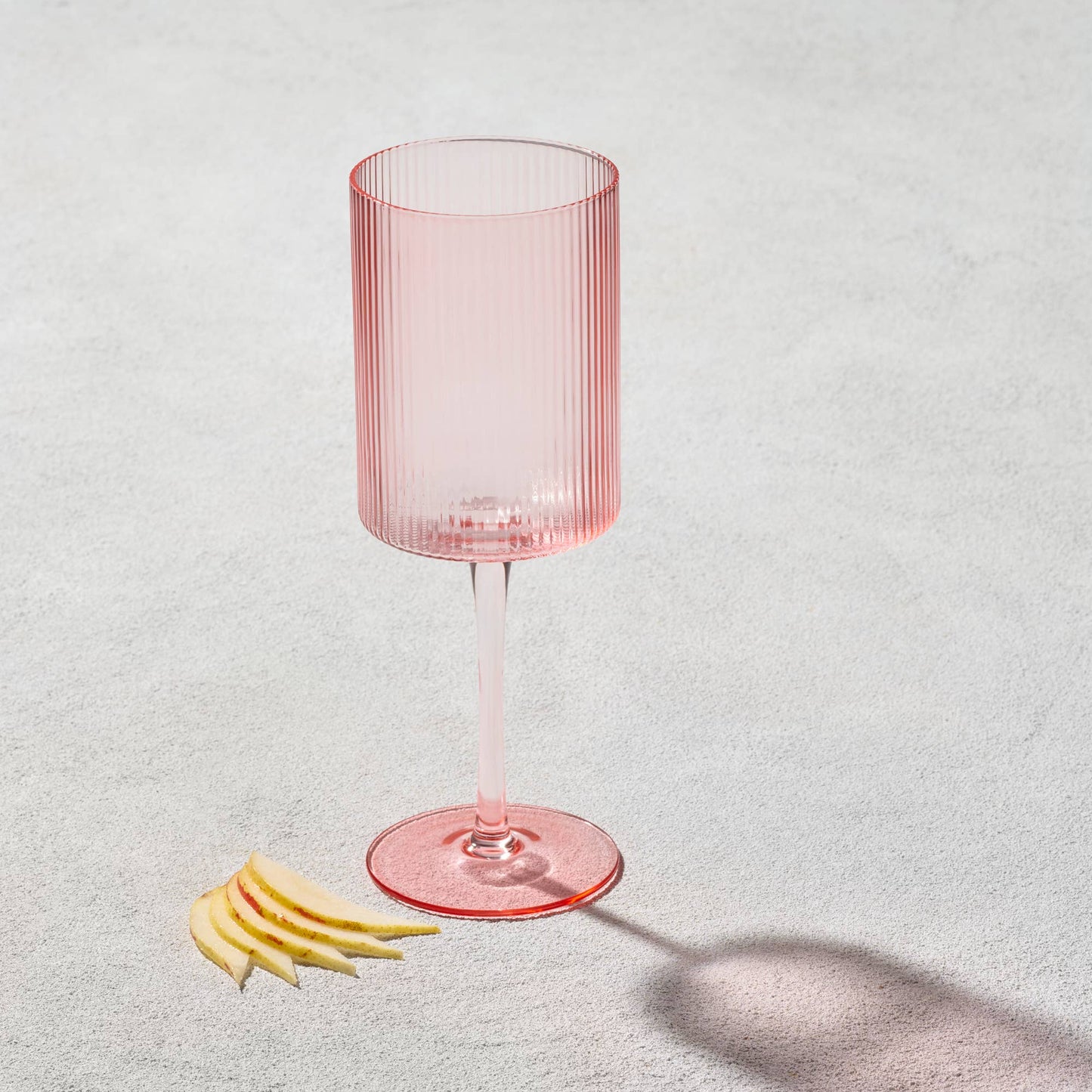 Kadra Kitchenware - Vikko - Malibu, Ribbed Glass, Blush, MULTIPLE SHAPES: 10 OZ Coupe Champagne