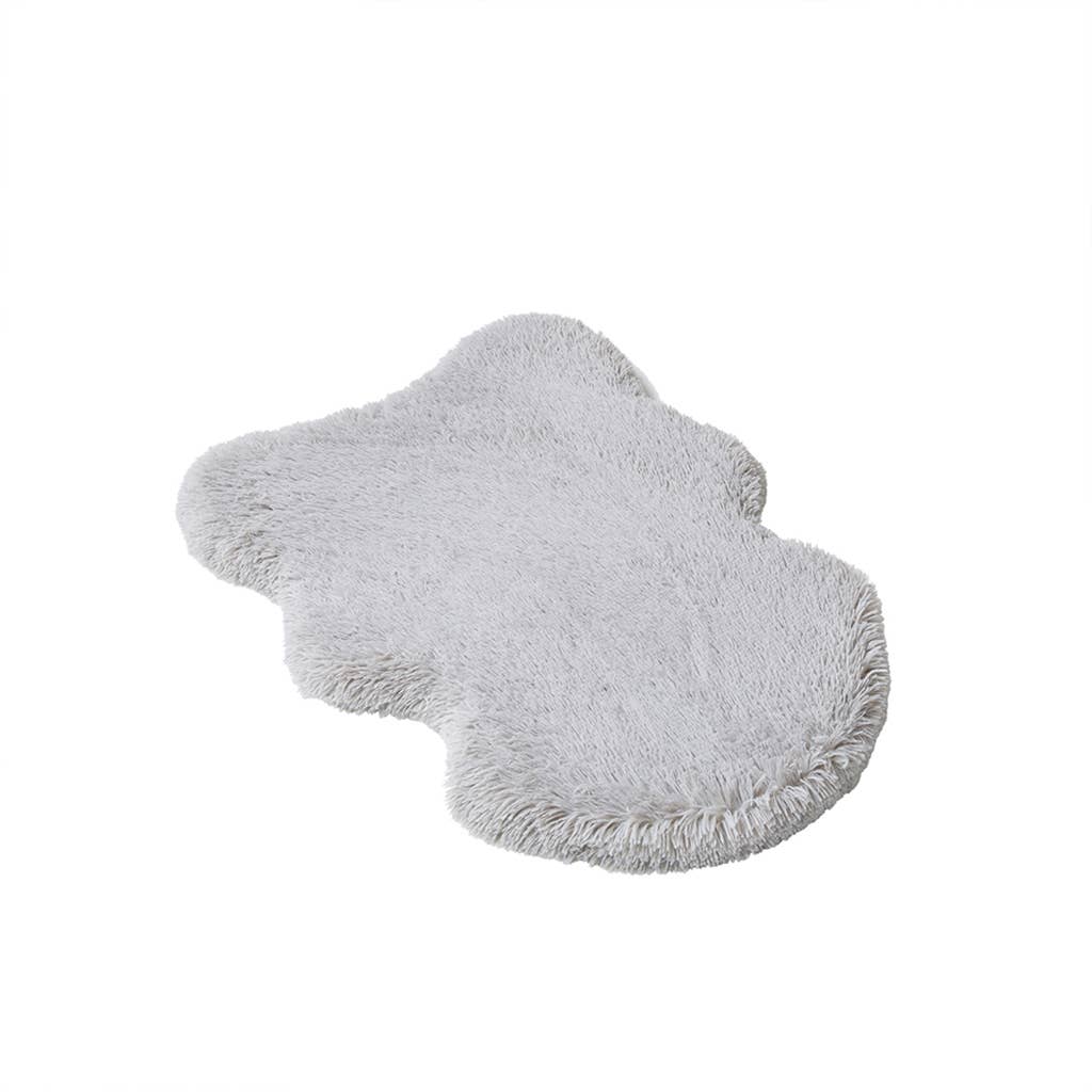 Olliix - Faux Fur Orthopedic Dog Bed Rug with Cover, Grey: Medium
