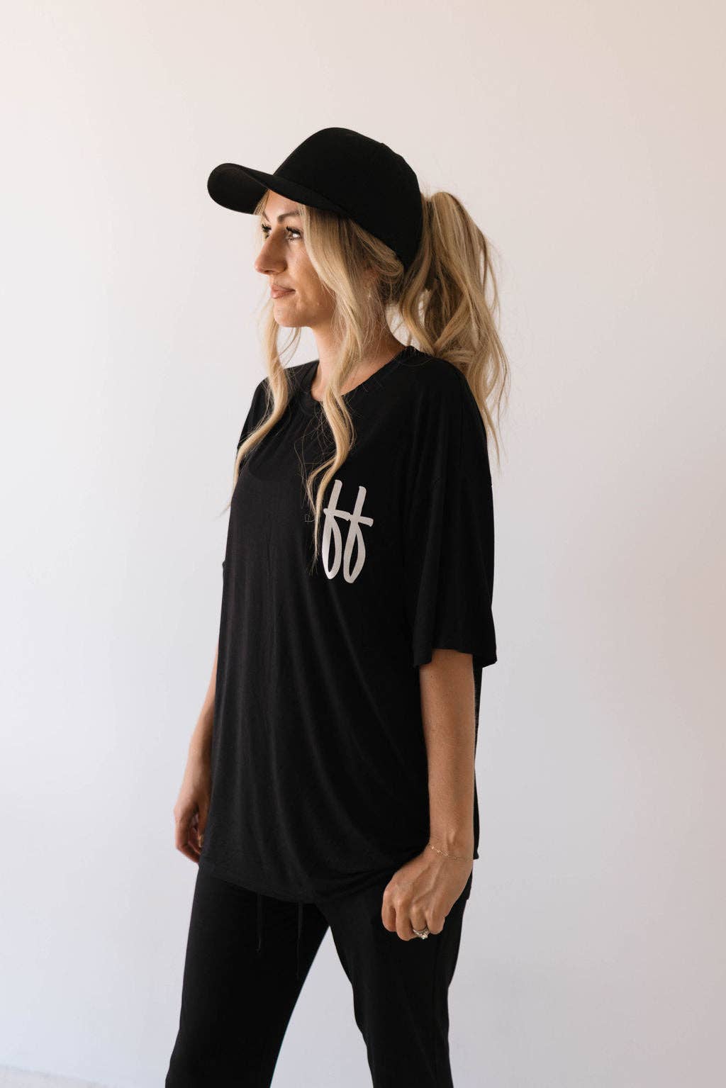 Forever French Baby - Short Sleeve Women's Bamboo Lounge Set | Black ff Signature: 2X-Large