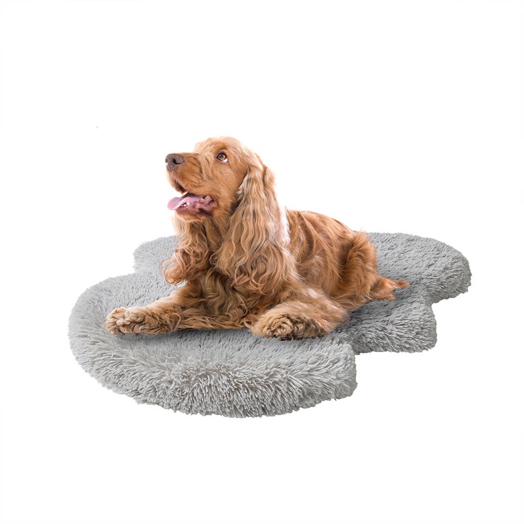 Olliix - Faux Fur Orthopedic Dog Bed Rug with Cover, Grey: Medium