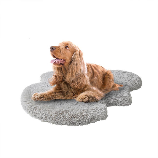 Olliix - Faux Fur Orthopedic Dog Bed Rug with Cover, Grey: Medium