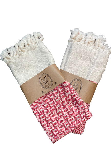 La Hammam - Diamond Turkish Cotton Kitchen / Hand Towel  40x18 in: Black
