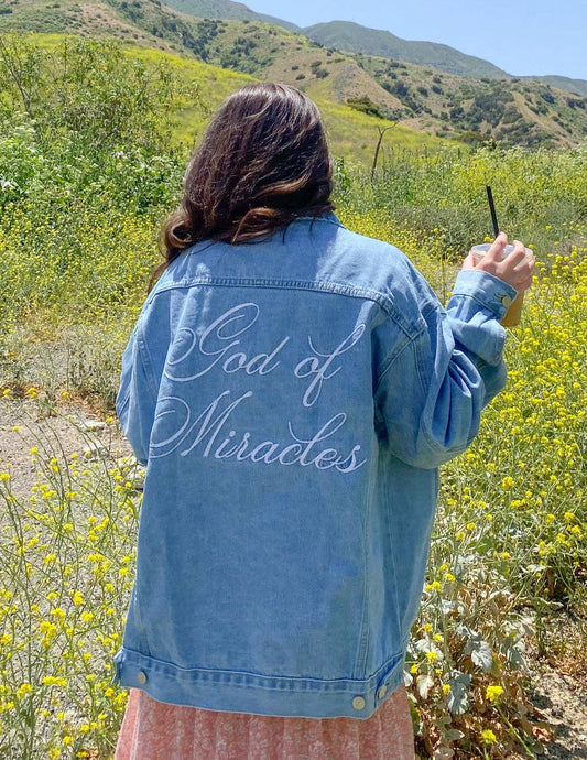 Elevated Faith - God of Miracles Denim Jacket: 2XL