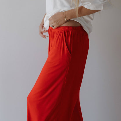 Forever French Baby - Women's Bamboo Wide Leg Pants | Cherry Red: X-Large
