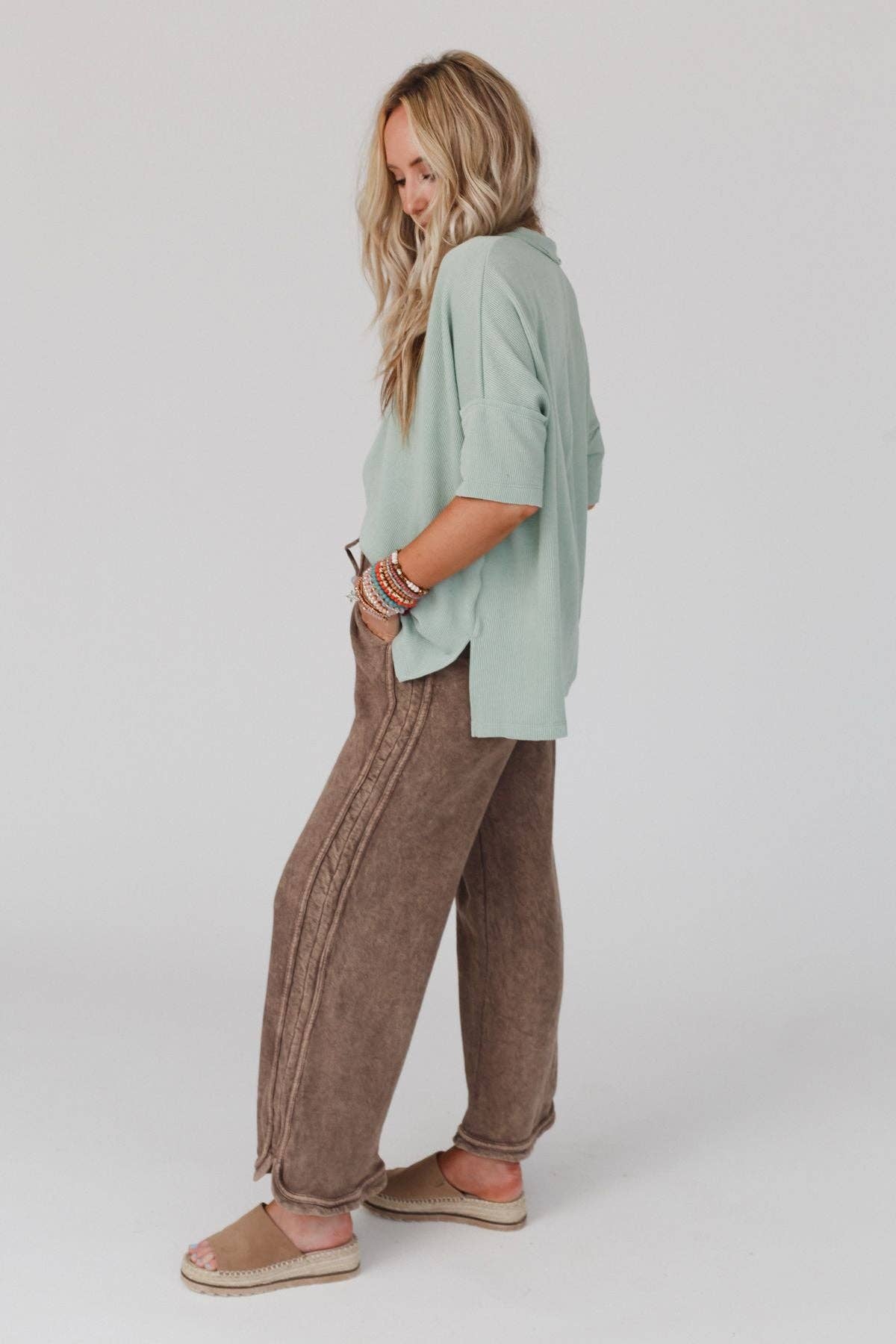 Three Bird Nest - So Comfy Wide Leg Full Pant - New Mocha: L