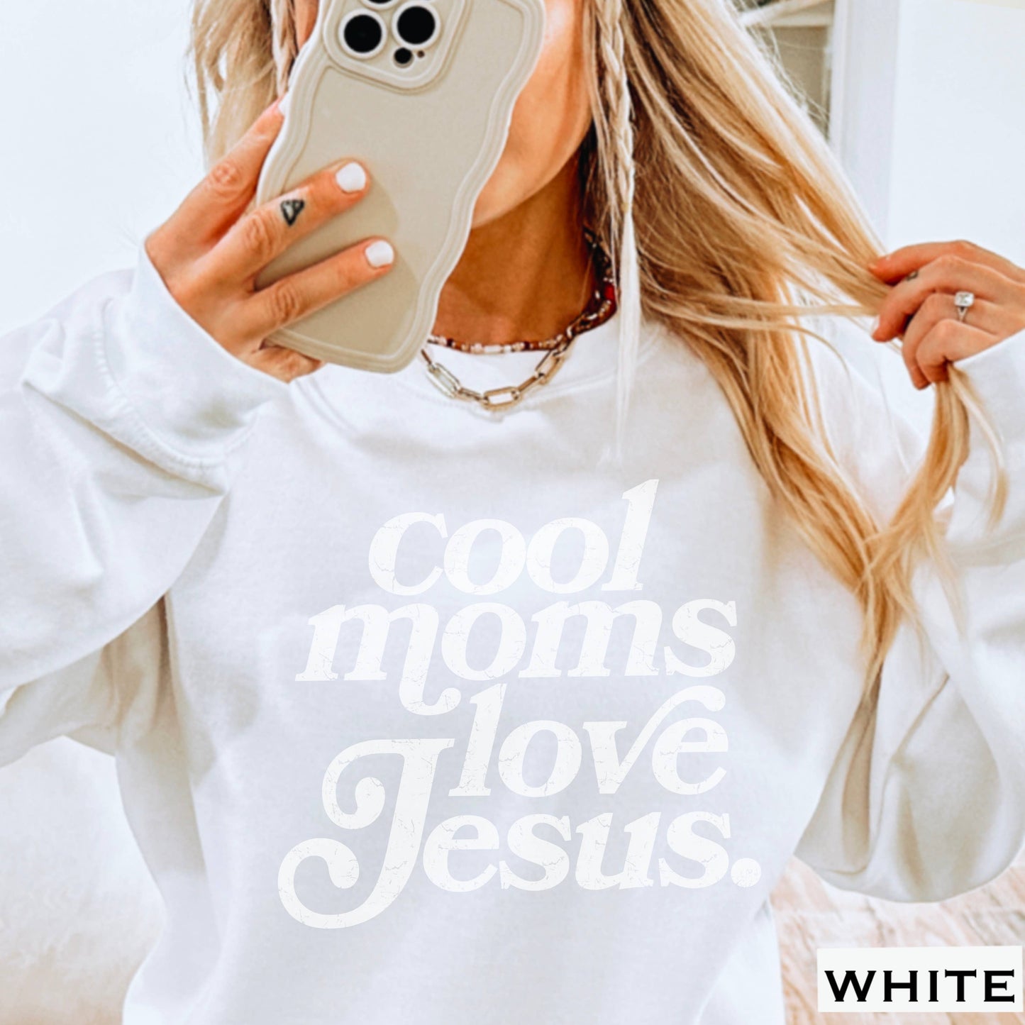 Cool Moms Love Jesus Christian Graphic Sweatshirt : Graphite Heather / 2XL